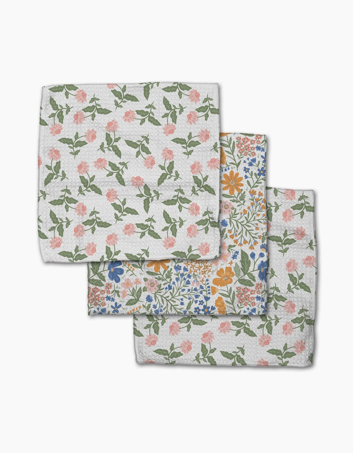 Wildflower Vine Blush Geometry Dishcloth Set