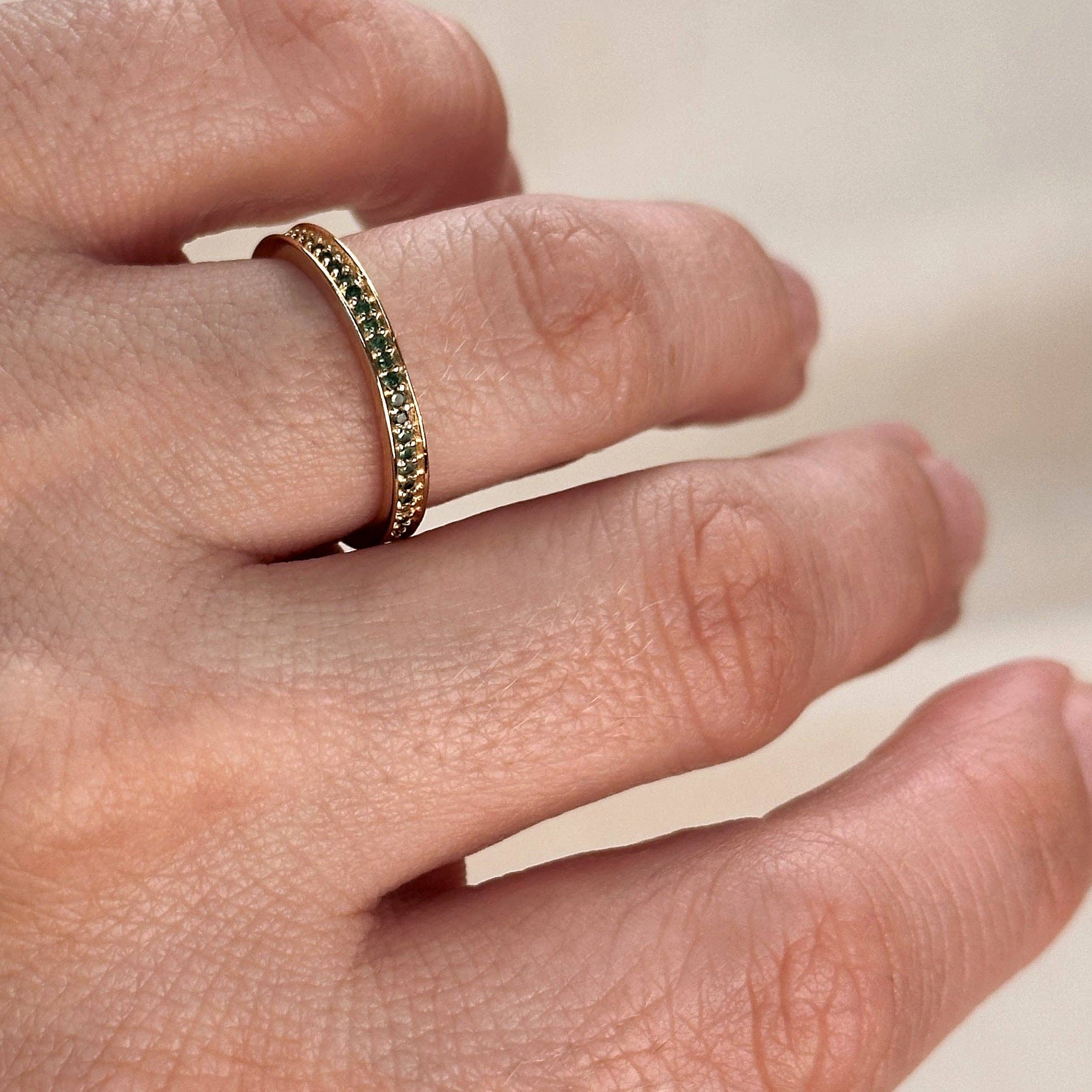 18k Gold Filled Eternity CZ Band Ring: Black