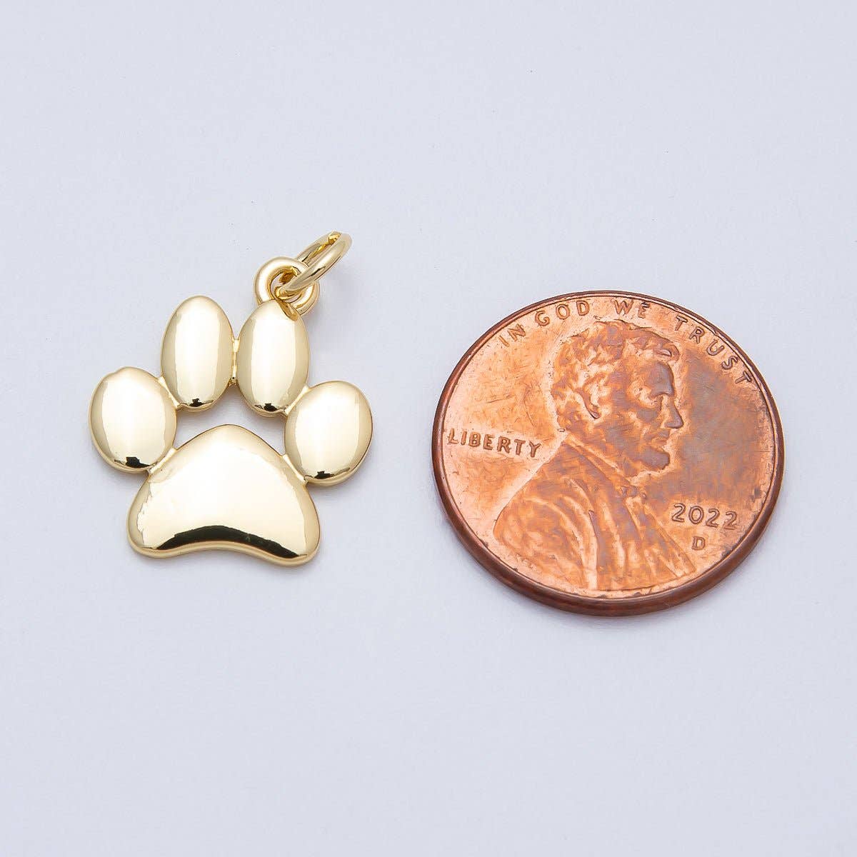 16K Gold Filled 18mm Minimalist Animal Pet Paw Print Charm