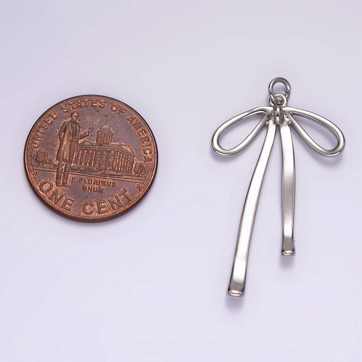 Ribbon Bow Minimalist Charm Silver