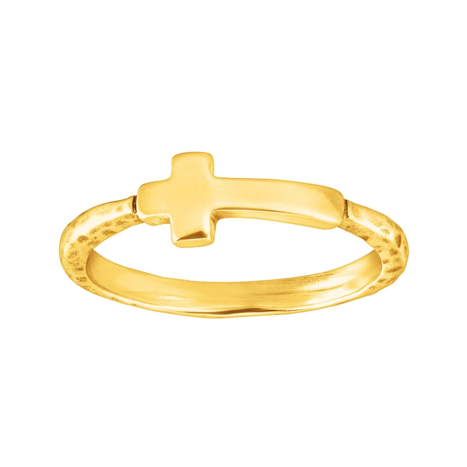 Silpada 'Simplex Cross' Textured Ring in Sterling Silver:  Gold Plated Size 5