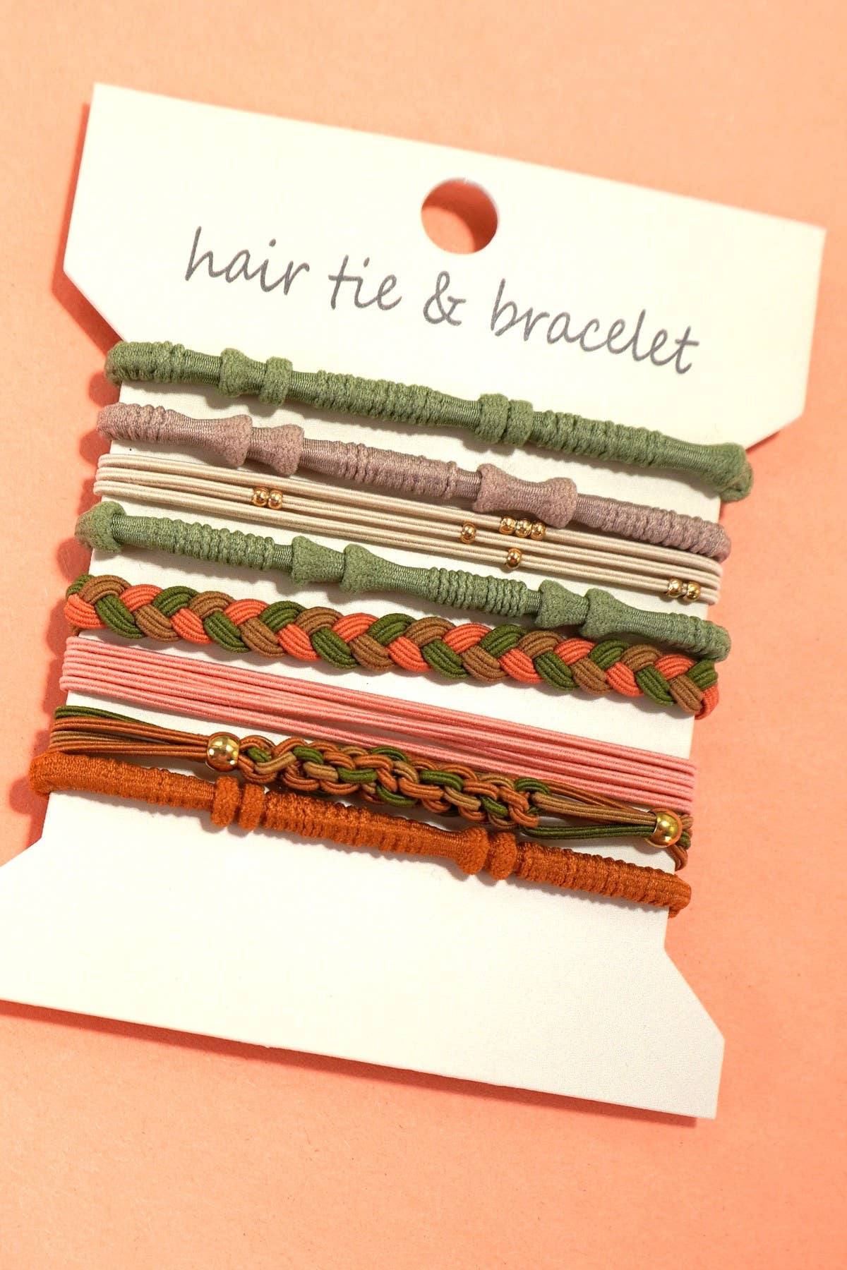 BOHO DUAL FUNCTION KNOT BRACELET HAIR TIES | 40BH103: Tan