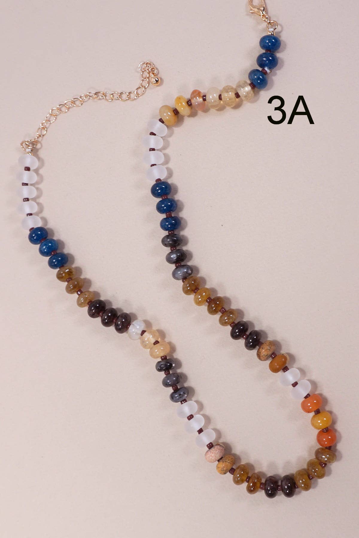 NATURAL AGATE GLASS SEMI PRECIOUS BEAD NECKLACE | 80N896: 3C