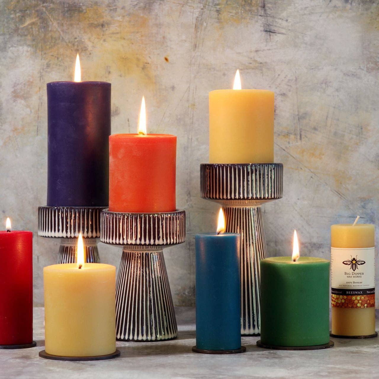 Pure Beeswax Pillars: Large (3" x 6") / Black