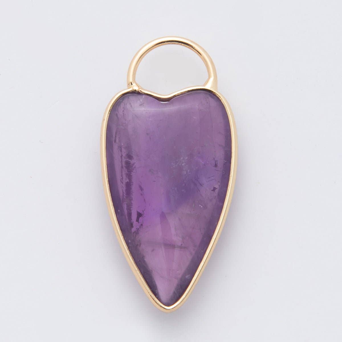 18K Gold Filled Heart Padlock Charm: Amethyst