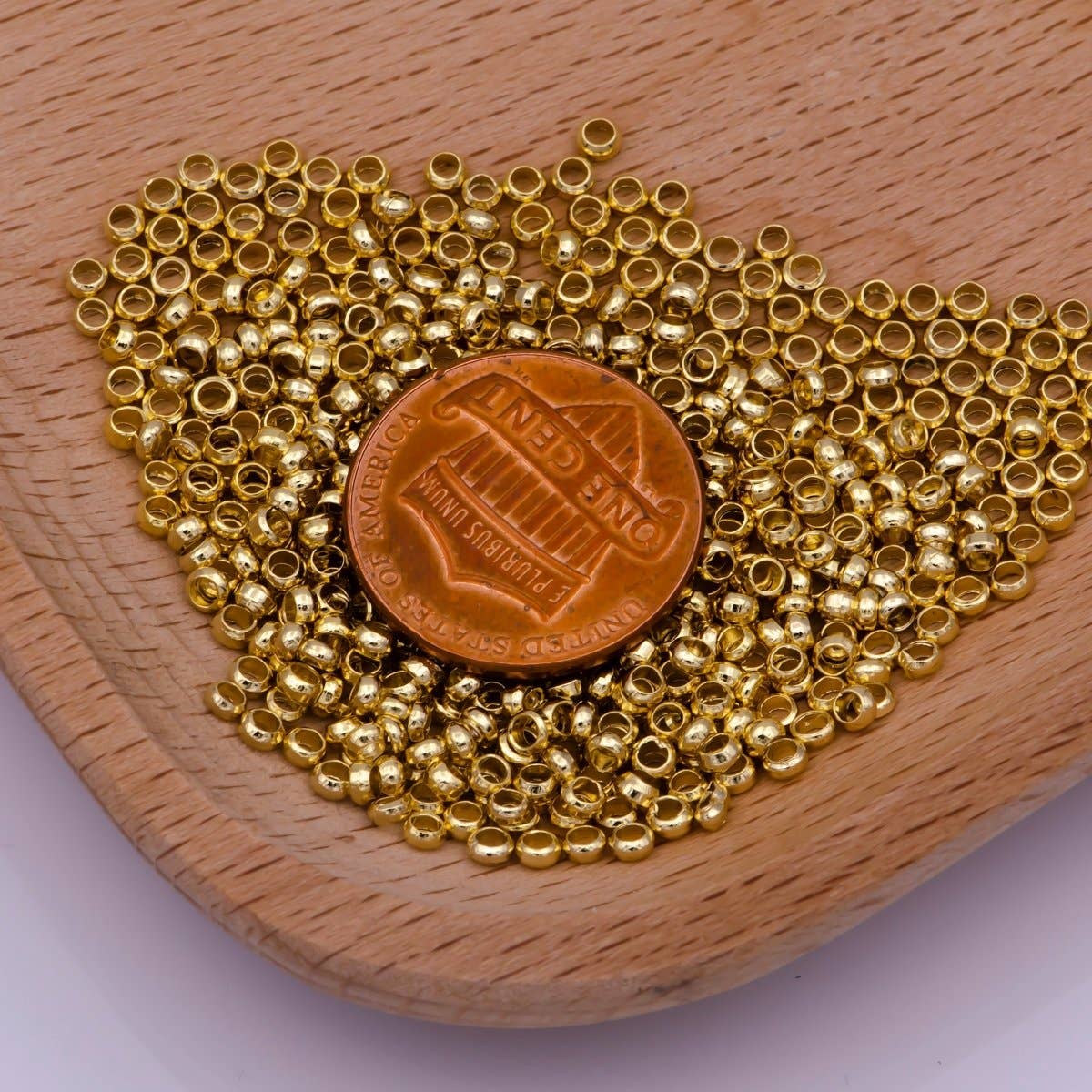 1.5mm, 2mm, 2.5mm 24k Gold Filled Crimp Beads, Crimp covers, Spacer Stopper Beads K-206 L-540 L-541: 2 mm