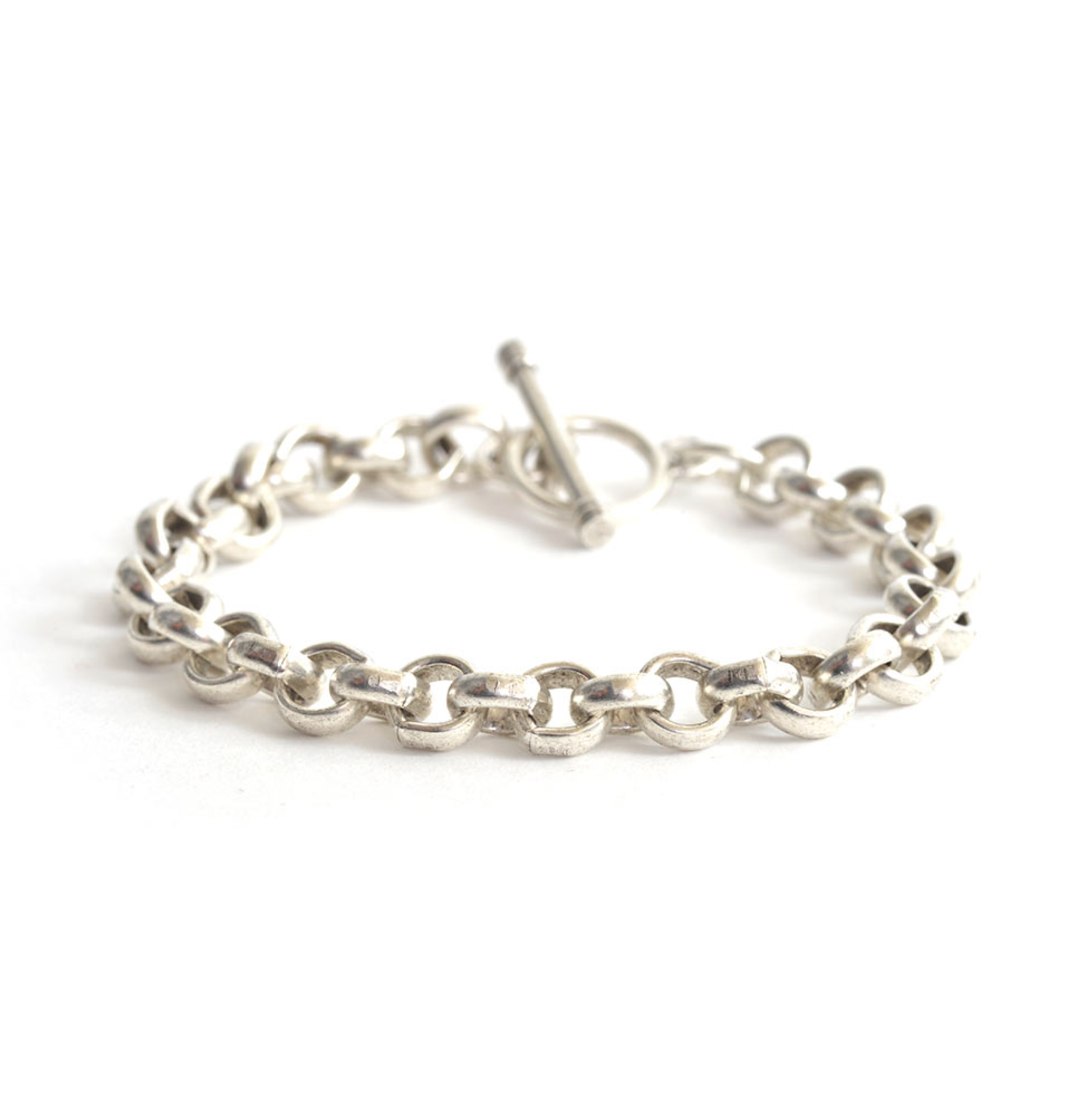 Toggle Clasp Charm Bracelet - Antique Silver