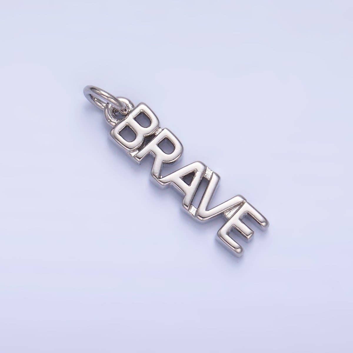 16K Gold Filled "BRAVE" Script Charm in Gold & Silver | W317: Gold