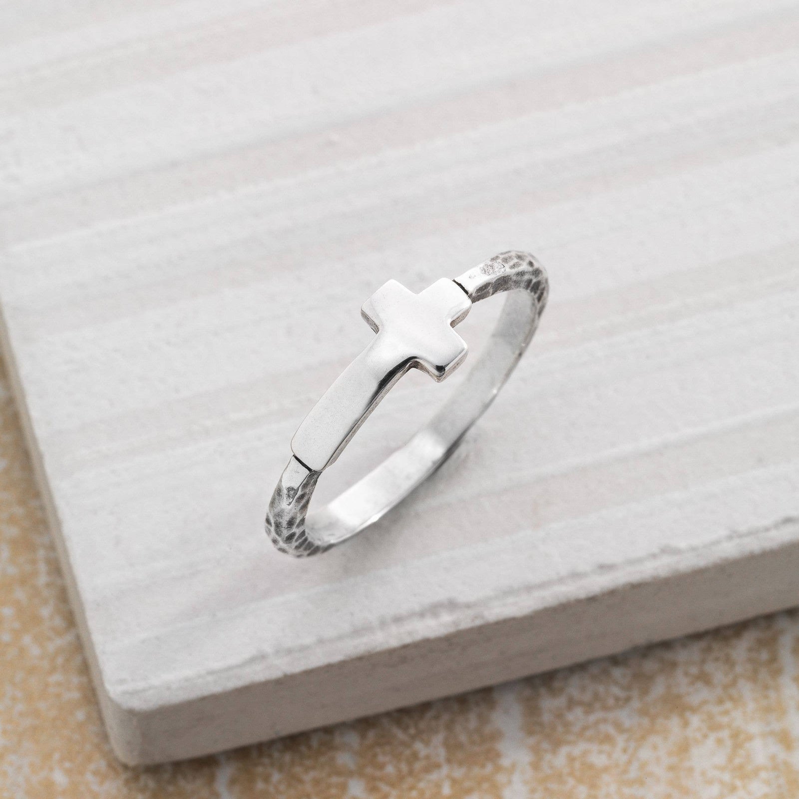 Silpada 'Simplex Cross' Textured Ring in Sterling Silver, Si: Yellow / 7