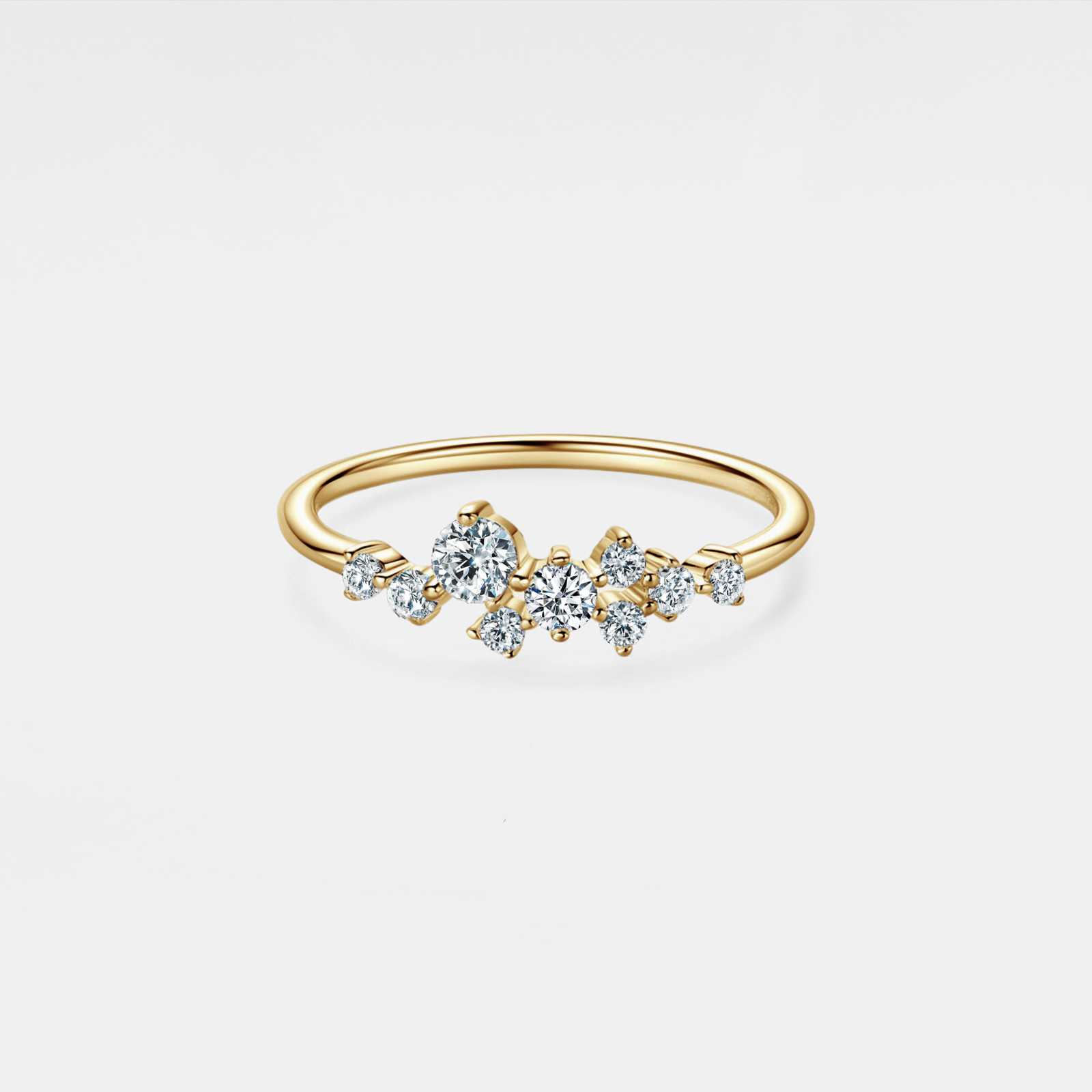 Moissanite Star Cluster Wedding Ring in 925 Sterling Silver: Silver / 7 US