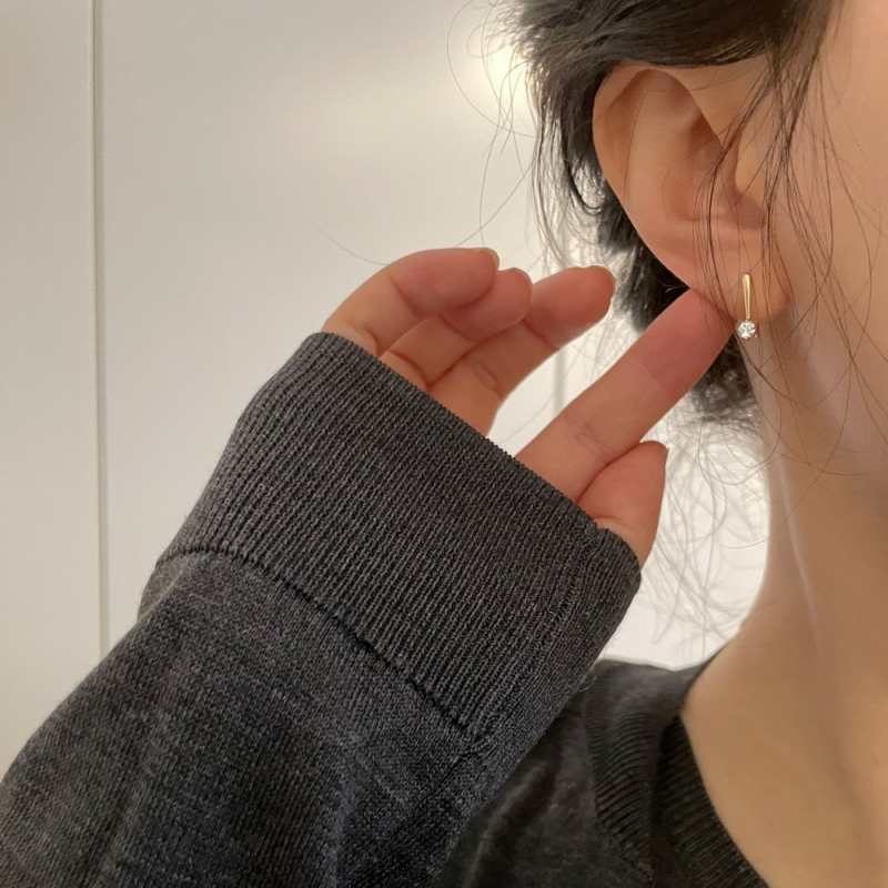 Dainty Geometric Huggie Hoop Earrings in 925 Sterling Silver: Gold