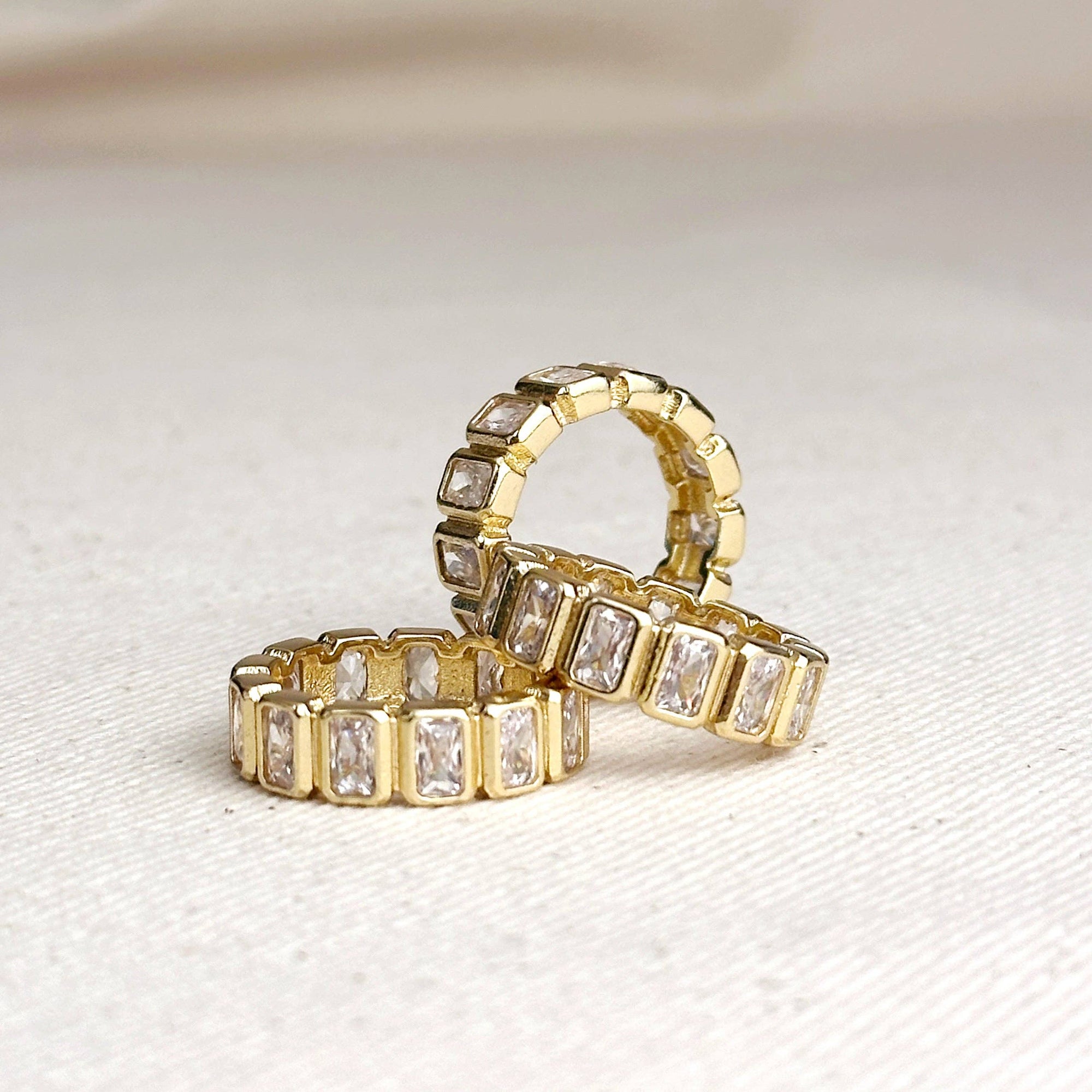 18k Gold Filled  Chunky CZ  Eternity Band Ring: 6.5