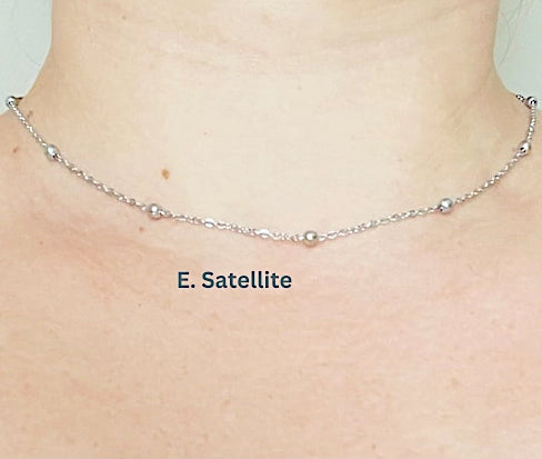 Sterling Silver Dainty  Satellite Necklace 18"