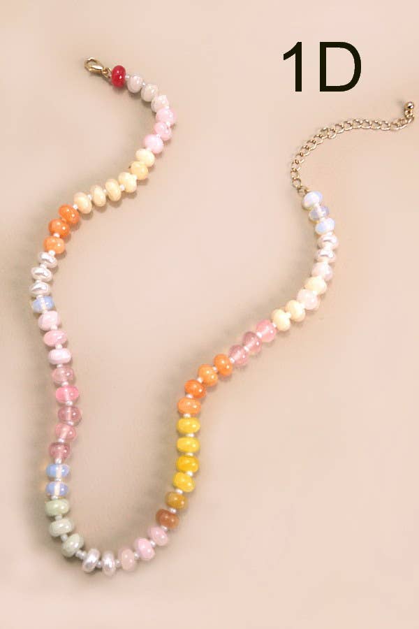 NATURAL AGATE GLASS SEMI PRECIOUS BEAD NECKLACE | 80N896: 3B