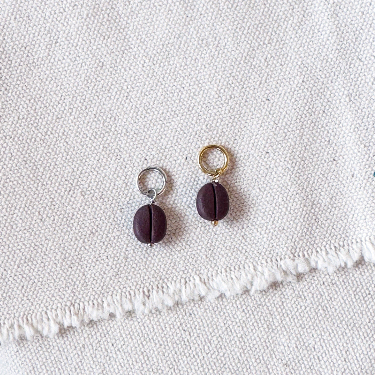 Coffee Bean Charm - Antique Gold