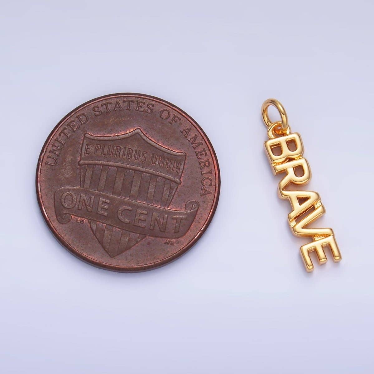 16K Gold Filled "BRAVE" Script Charm in Gold & Silver | W317: Gold