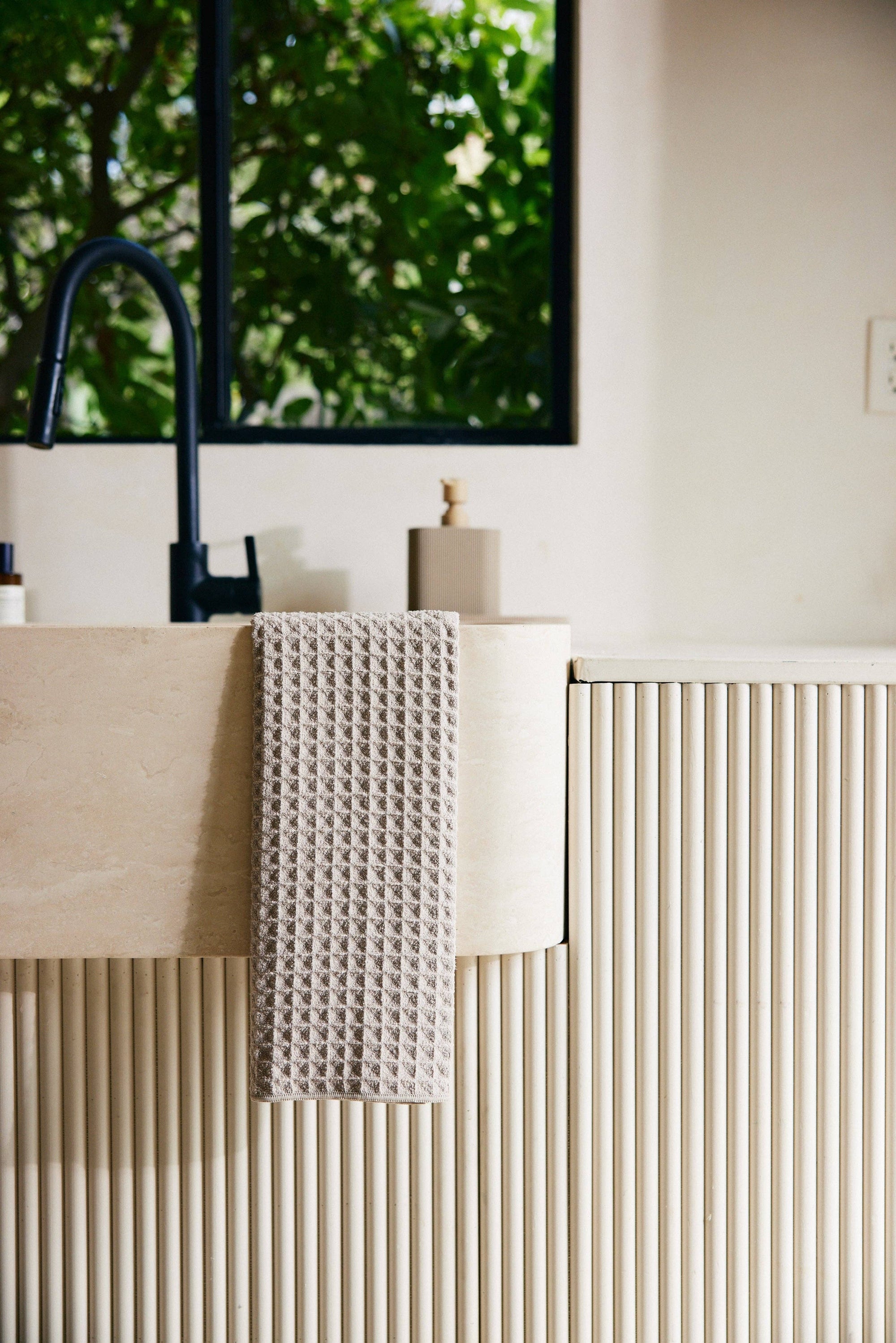 Taupe Waffle Geometry Hand Towel