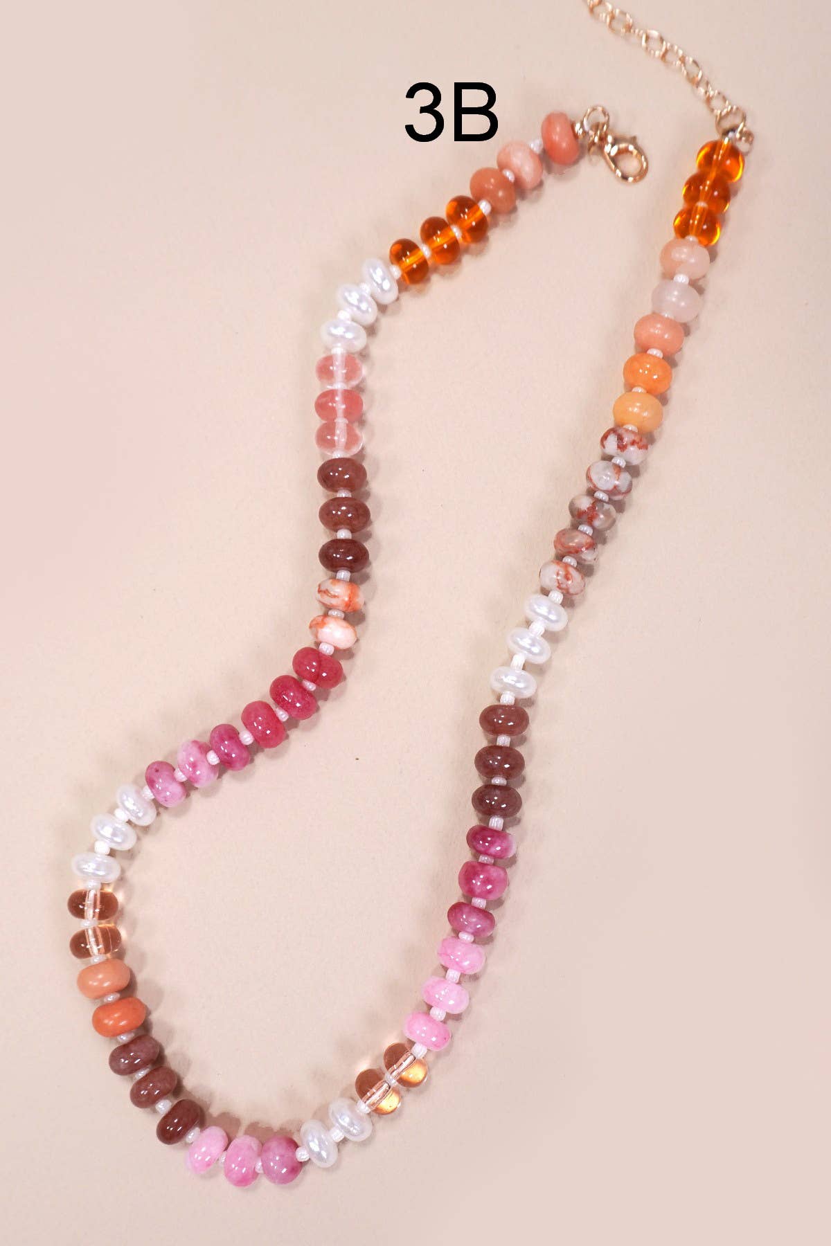 NATURAL AGATE GLASS SEMI PRECIOUS BEAD NECKLACE | 80N896: 3C