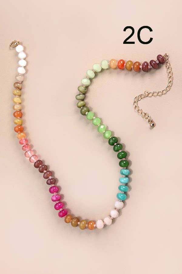 NATURAL AGATE GLASS SEMI PRECIOUS BEAD NECKLACE | 80N896: 1D