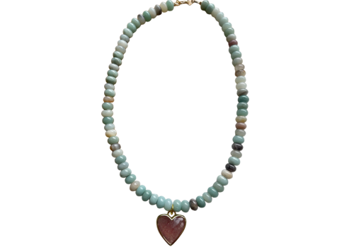 Caia Necklace New Colors Added! : Amazonite with Red Star Quartz,